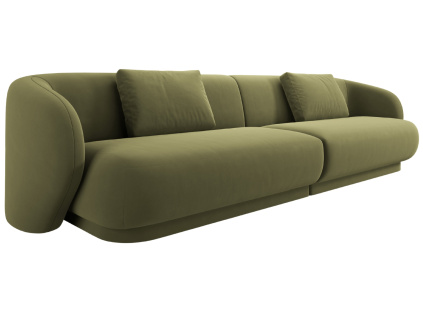 Zelená sametová čtyřmístná pohovka Cosmopolitan Design Camden 304 cm
