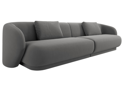 Šedá sametová čtyřmístná pohovka Cosmopolitan Design Camden 304 cm