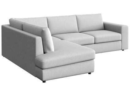 Světle šedá čalouněná rohová pohovka Baga 297 cm, levá
