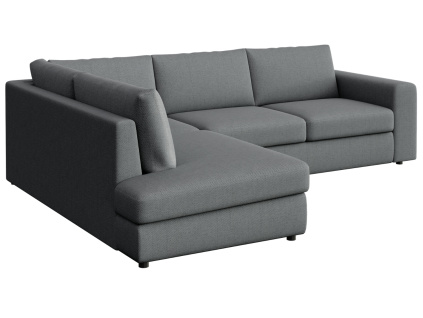 Šedá čalouněná rohová pohovka Baga 297 cm, levá