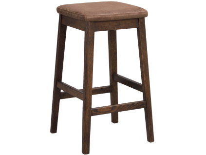 Hnědá kožená barová židle ROWICO LIVEMORE 68 cm