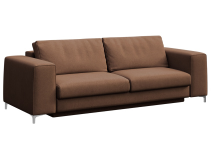 Hnědá sametová trojmístná rozkládací pohovka Rene 256 cm