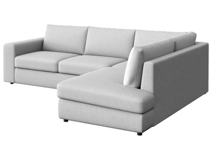 Světle šedá čalouněná rohová pohovka Baga 297 cm, pravá
