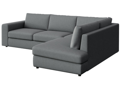 Šedá čalouněná rohová pohovka Baga 297 cm, pravá