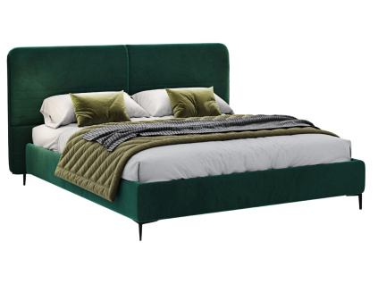 Zelená sametová dvoulůžková postel Catania 180 x 200 cm