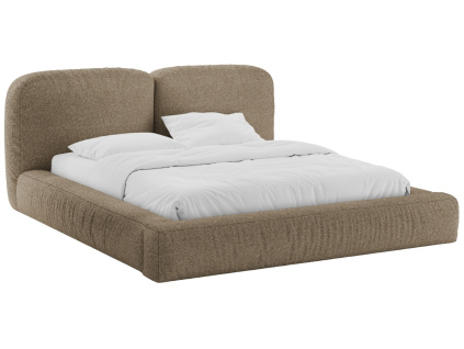 Hnědá bouclé dvoulůžková postel Micadoni Martina 160 x 200 cm s úložným prostorem