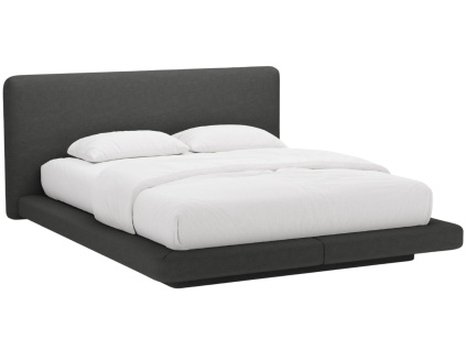 Tmavě šedá čalouněná dvoulůžková postel MICADONI Linea 140 x 200 cm