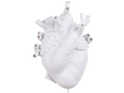 Bílé porcelánové nástěnné světlo Heart