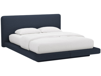 Královsky modrá čalouněná dvoulůžková postel MICADONI Linea 180 x 200 cm