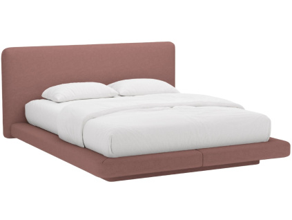 Růžová čalouněná dvoulůžková postel MICADONI Linea 180 x 200 cm