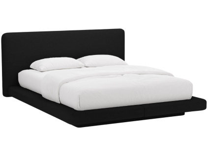 Černá čalouněná dvoulůžková postel MICADONI Linea 180 x 200 cm