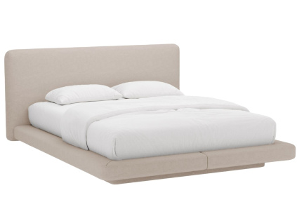 Světle hnědá čalouněná dvoulůžková postel MICADONI Linea 200 x 200 cm