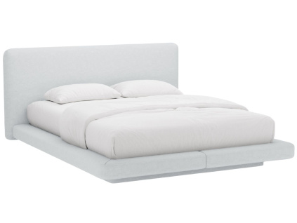Světle šedá čalouněná dvoulůžková postel MICADONI Linea 200 x 200 cm