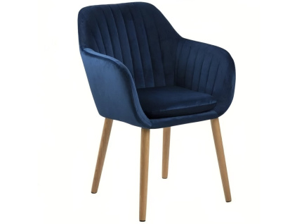Modrá sametová jídelní židle Milla s prošíváním