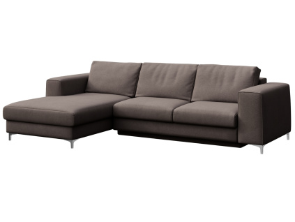 Šedá sametová rohová rozkládací pohovka Rene 277 cm, levá