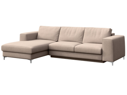 Béžová sametová rohová rozkládací pohovka Rene 277 cm, levá