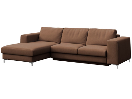 Hnědá sametová rohová rozkládací pohovka Rene 277 cm, levá