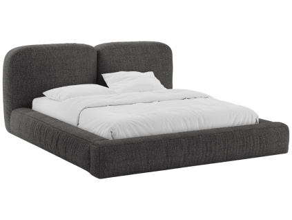 Tmavě šedá bouclé dvoulůžková postel Micadoni Martina 180 x 200 cm s úložným prostorem