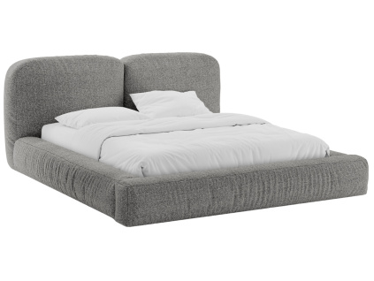 Šedá bouclé dvoulůžková postel Micadoni Martina 180 x 200 cm s úložným prostorem