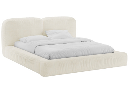 Krémově bílá bouclé dvoulůžková postel Micadoni Martina 180 x 200 cm s úložným prostorem