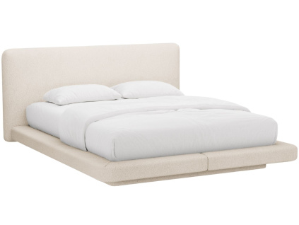 Béžová bouclé dvoulůžková postel MICADONI Linea 160 x 200 cm