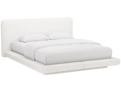 Bílá bouclé dvoulůžková postel MICADONI Linea 160 x 200 cm