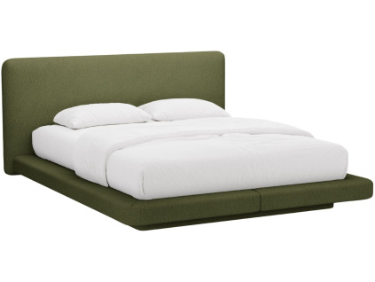 Zelená bouclé dvoulůžková postel MICADONI Linea 160 x 200 cm