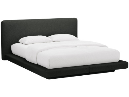Černá bouclé dvoulůžková postel MICADONI Linea 180 x 200 cm