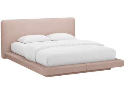 Růžová bouclé dvoulůžková postel MICADONI Linea 180 x 200 cm