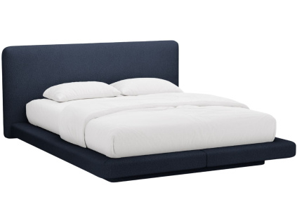 Tmavě modrá bouclé dvoulůžková postel MICADONI Linea 180 x 200 cm