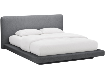 Šedá bouclé dvoulůžková postel MICADONI Linea 180 x 200 cm