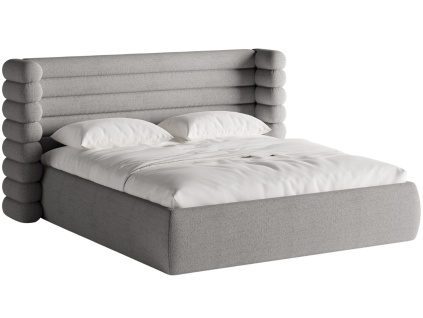 Šedá bouclé dvoulůžková postel MICADONI Mount 160 x 200 cm