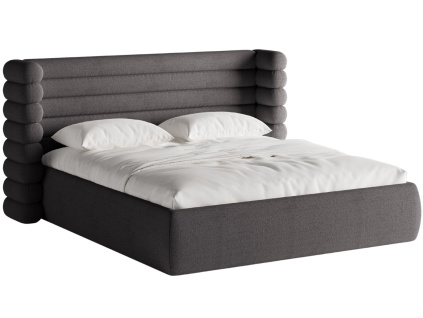 Tmavě šedá bouclé dvoulůžková postel MICADONI Mount 160 x 200 cm
