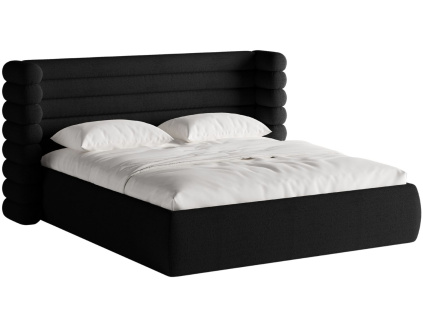 Černá bouclé dvoulůžková postel MICADONI Mount 180 x 200 cm