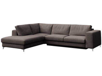 Šedá sametová rohová rozkládací pohovka Rene 302 cm, levá