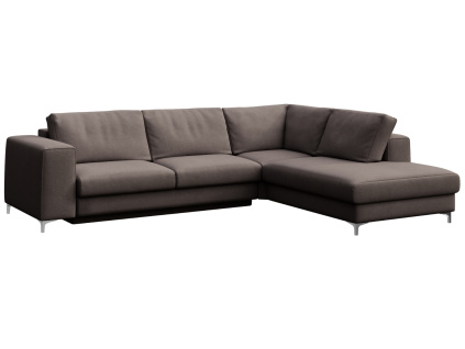 Šedá sametová rohová rozkládací pohovka Rene 302 cm, pravá