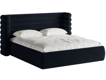 Královsky modrá sametová dvoulůžková postel MICADONI Mount 180 x 200 cm