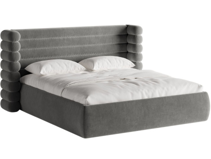 Šedá sametová dvoulůžková postel MICADONI Mount 180 x 200 cm