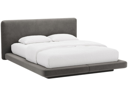 Tmavě šedá sametová dvoulůžková postel MICADONI Linea 180 x 200 cm
