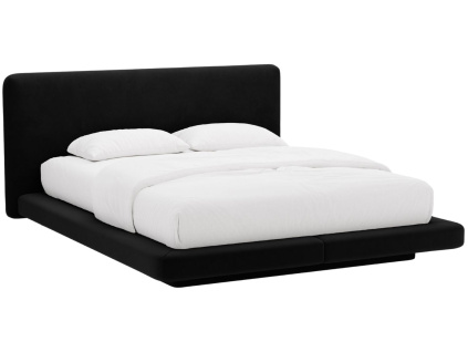 Černá sametová dvoulůžková postel MICADONI Linea 180 x 200 cm