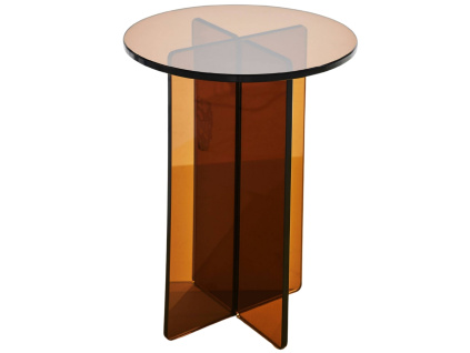 Hnědý skleněný odkládací stolek IRIS 35 cm