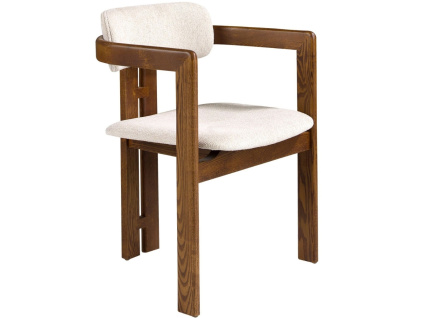 Ořechová jídelní židle Angel Cerdá No. 4194 s bílým čalouněním