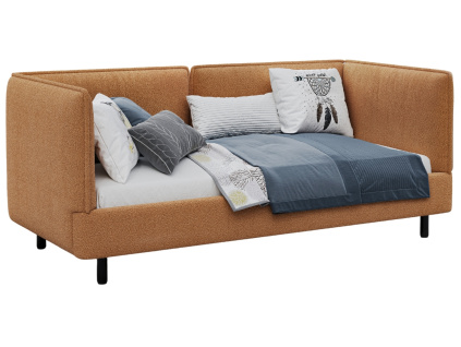 Oranžovohnědá bouclé jednolůžková postel Modena II 90 x 200 cm