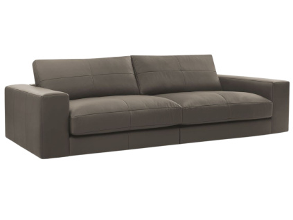 Hnědá kožená trojmístná pohovka Leonard 274 cm