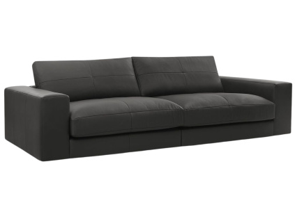 Černá kožená trojmístná pohovka Leonard 274 cm