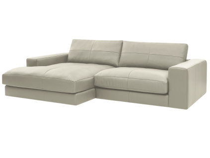 Béžová kožená rohová pohovka Leonard 274 cm, levá