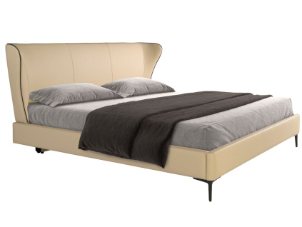 Krémová koženková dvoulůžková postel Angel Cerdá No. 7157, 180 x 200 cm
