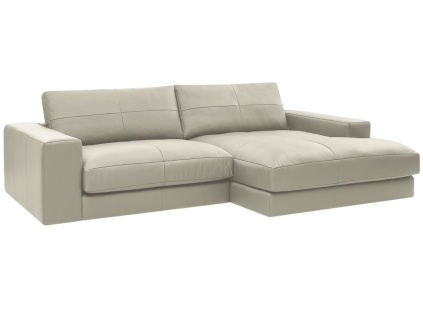 Béžová kožená rohová pohovka Leonard 274 cm, pravá