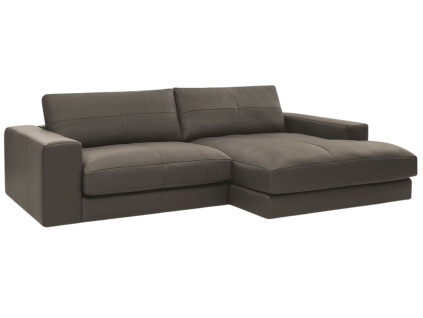 Hnědá kožená rohová pohovka Leonard 274 cm, pravá