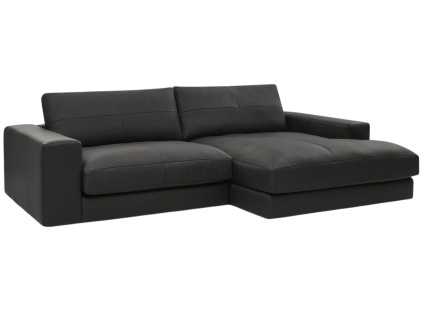 Černá kožená rohová pohovka Leonard 274 cm, pravá